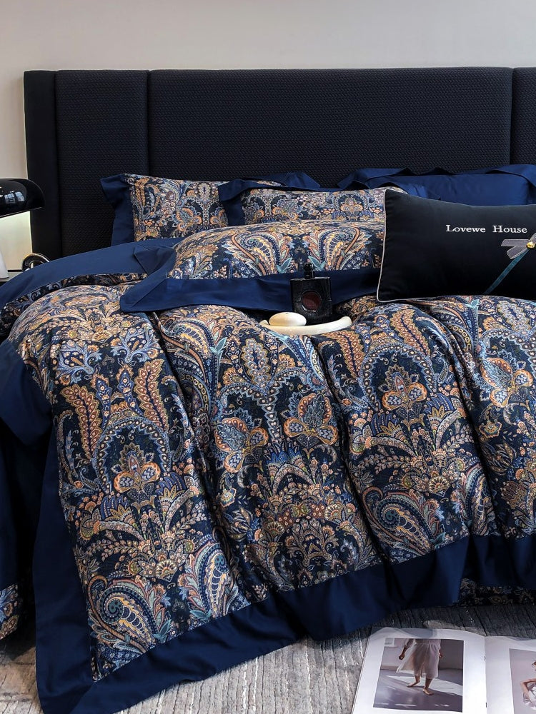 Vintage European Elegant Printed Cotton Sateen Bedding Set | 3CARATS