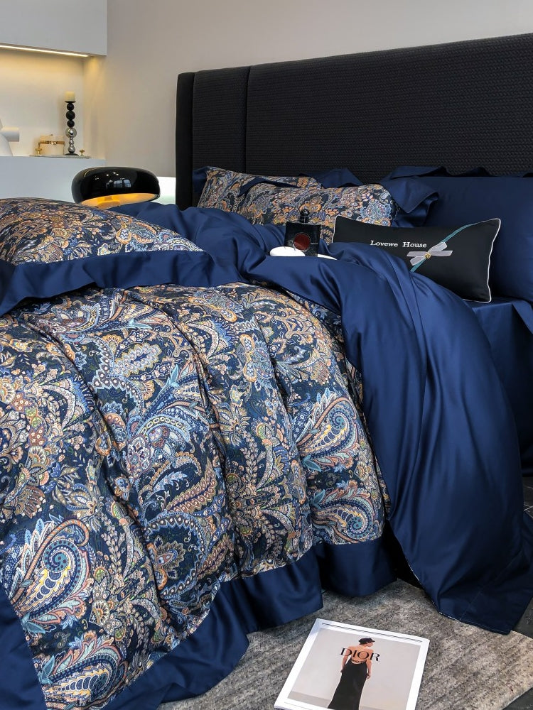 Vintage European Elegant Printed Cotton Sateen Bedding Set | 3CARATS