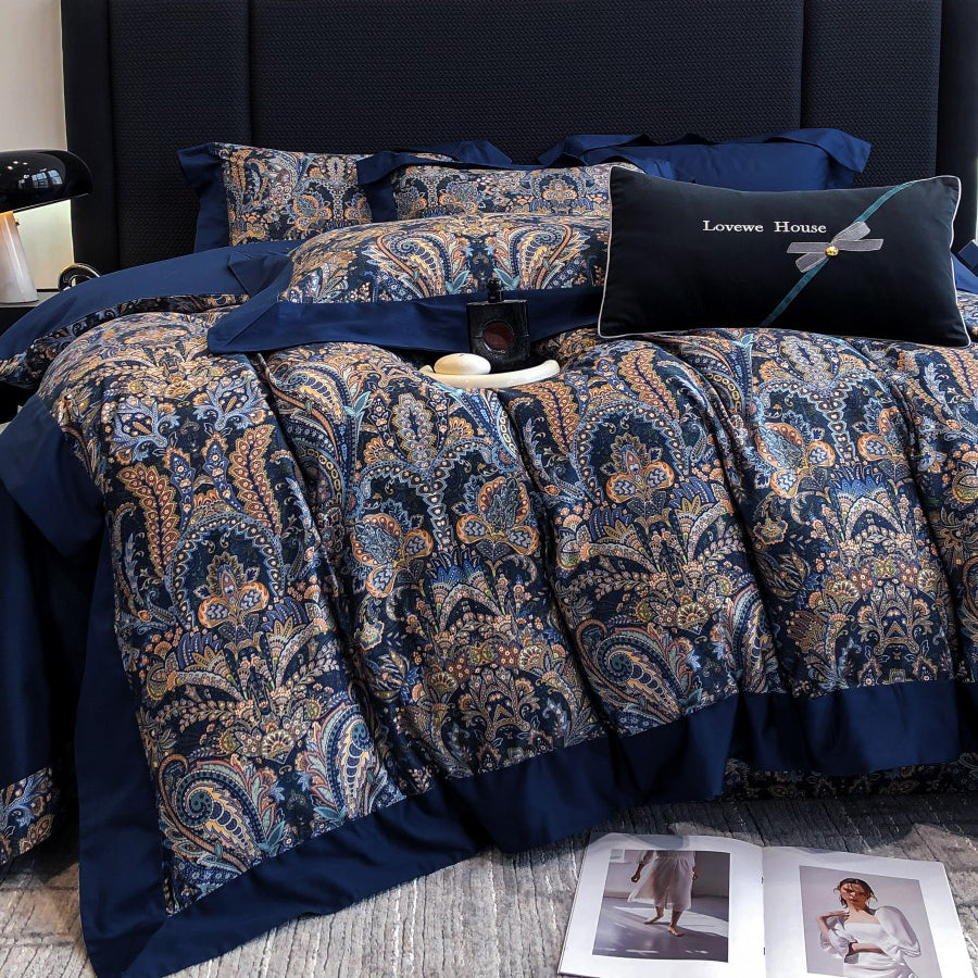 Vintage European Elegant Printed Cotton Sateen Bedding Set | 3CARATS