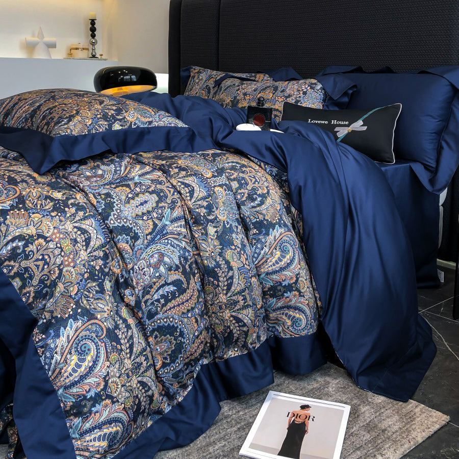 Vintage European Elegant Printed Cotton Sateen Bedding Set | 3CARATS