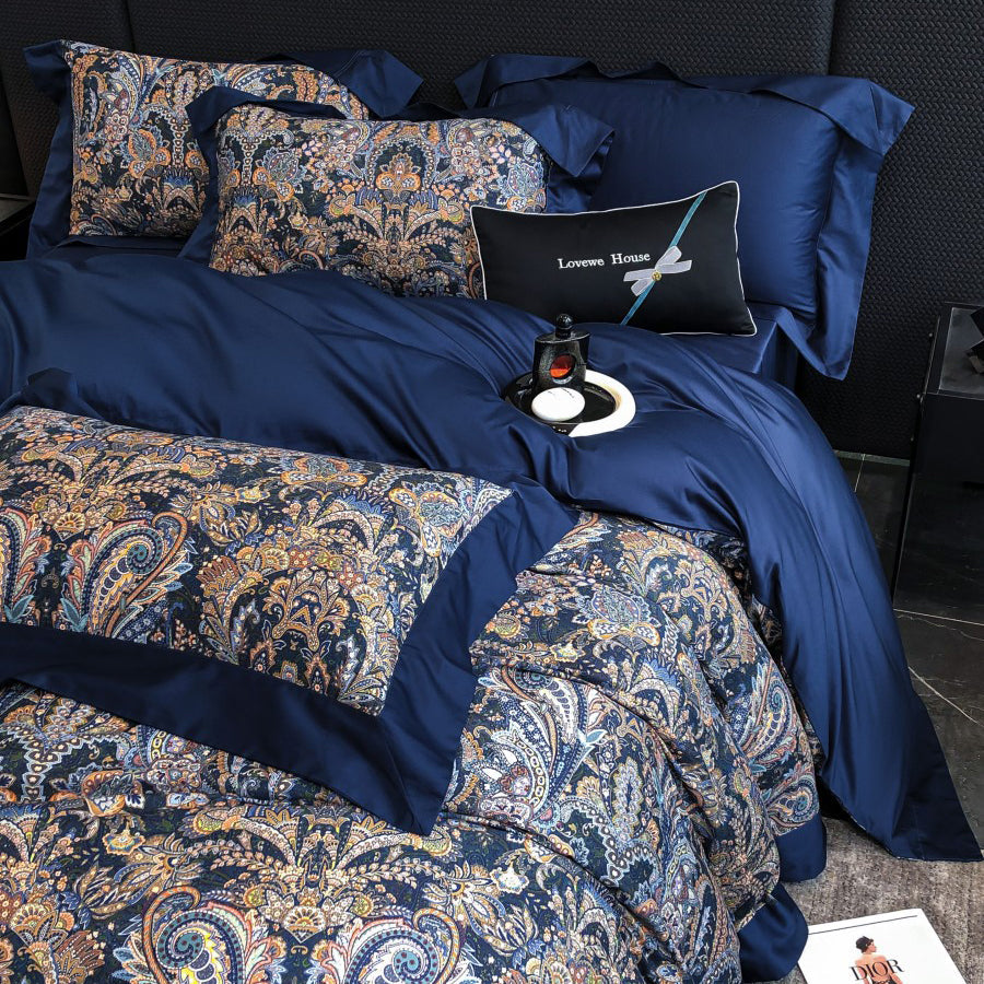 Vintage European Elegant Printed Cotton Sateen Bedding Set | 3CARATS