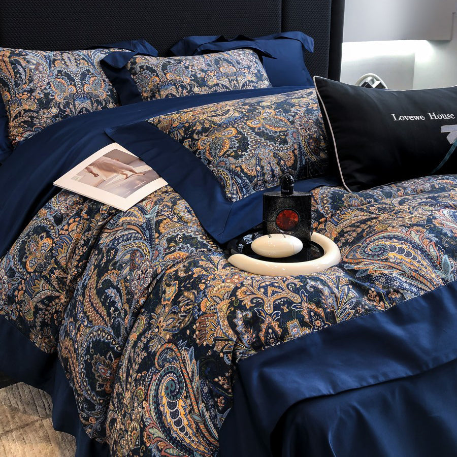 Vintage European Elegant Printed Cotton Sateen Bedding Set | 3CARATS