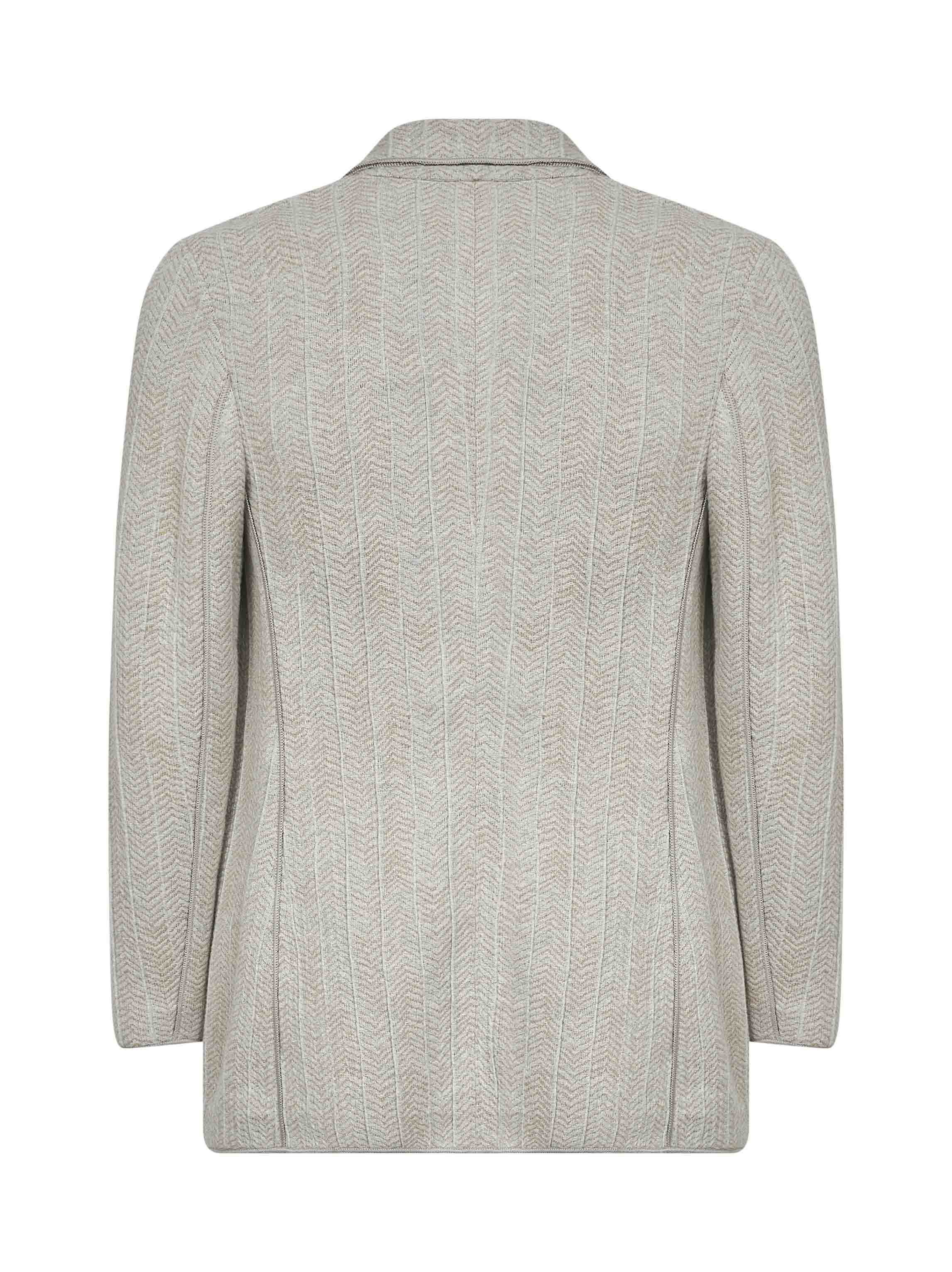 Giorgio Armani Women Beige Jacquard Jersey Double-Breasted Jacket
