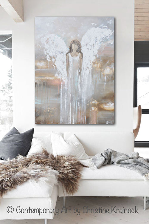 "Delicate Strength" GICLEE PRINT Abstract Angel Painting Fine Art Guardian Angel Home Canvas Wall Art