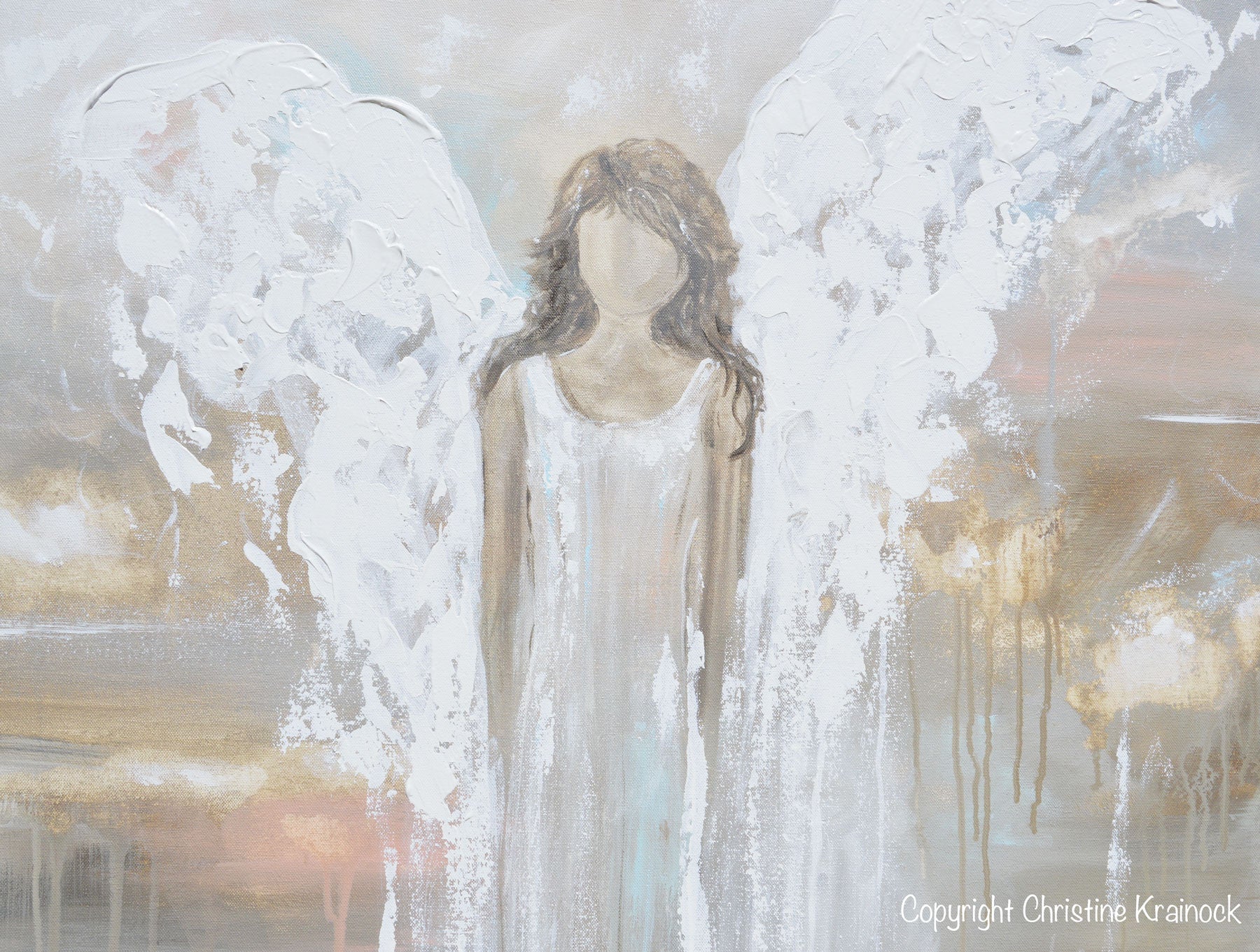 "Delicate Strength" GICLEE PRINT Abstract Angel Painting Fine Art Female Guardian Angel Home Canvas Wall Art