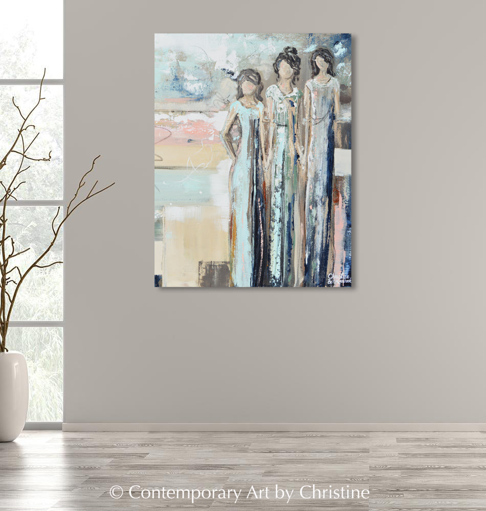 "Sisterhood II" GICLEE PRINT Art Abstract Painting Figurative Strong Women Courage Canvas Wall Art