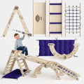 Apollo 5in1 Climbing Set:  Pikler Triangle, Net, Arch, Slide Board, and Cushion for Little Astronauts