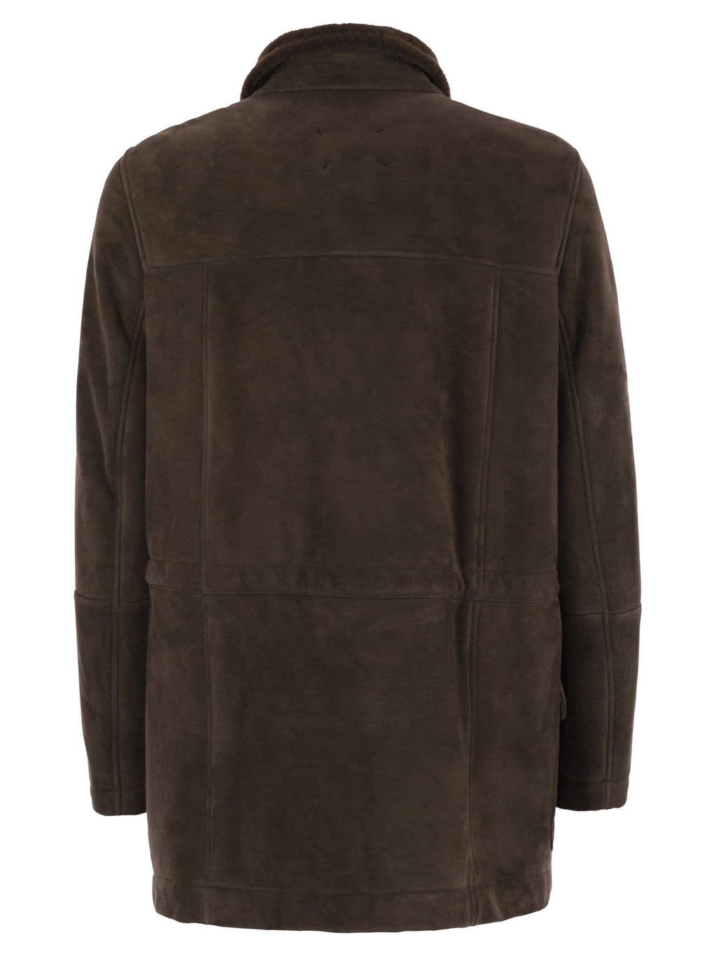 Brunello Cucinelli Men Tone-On-Tone Suede Shearling Coat