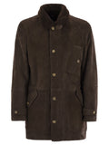 Brunello Cucinelli Men Tone-On-Tone Suede Shearling Coat