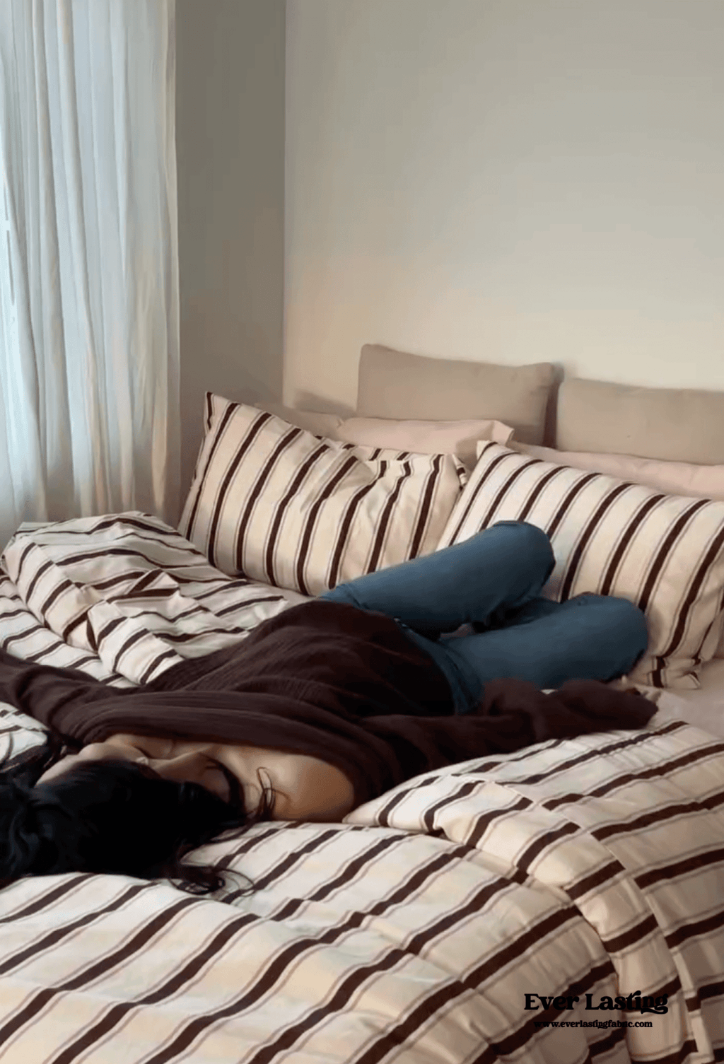 Assorted Washed Cotton Striped Duvet Cover / Forest Green