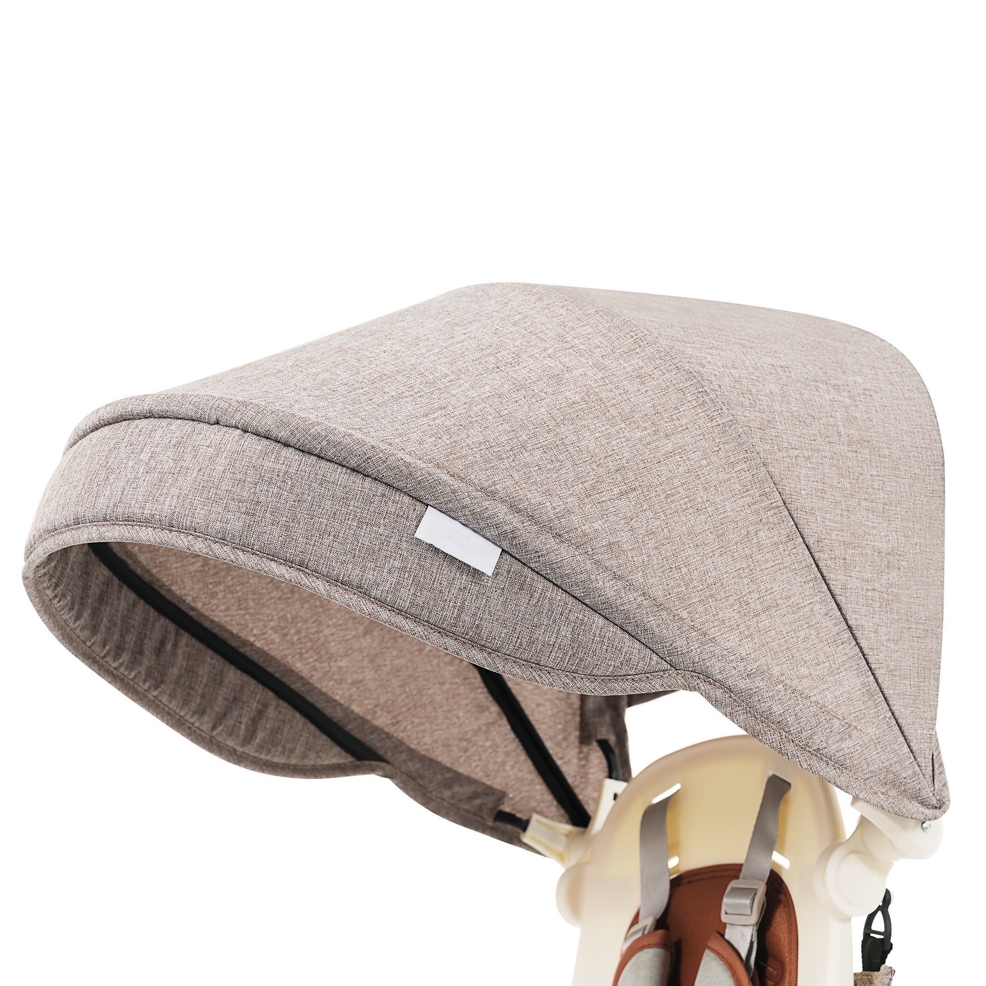 7 in 1 Baby Tricycle, Foldable Toddler Tricycle with Removable and Adjustable Parent Handle, Toddler Push Bike with Removable Pedal, Canopy, and Guardrail, Tricycle for 12-72 Months, ivory and brown