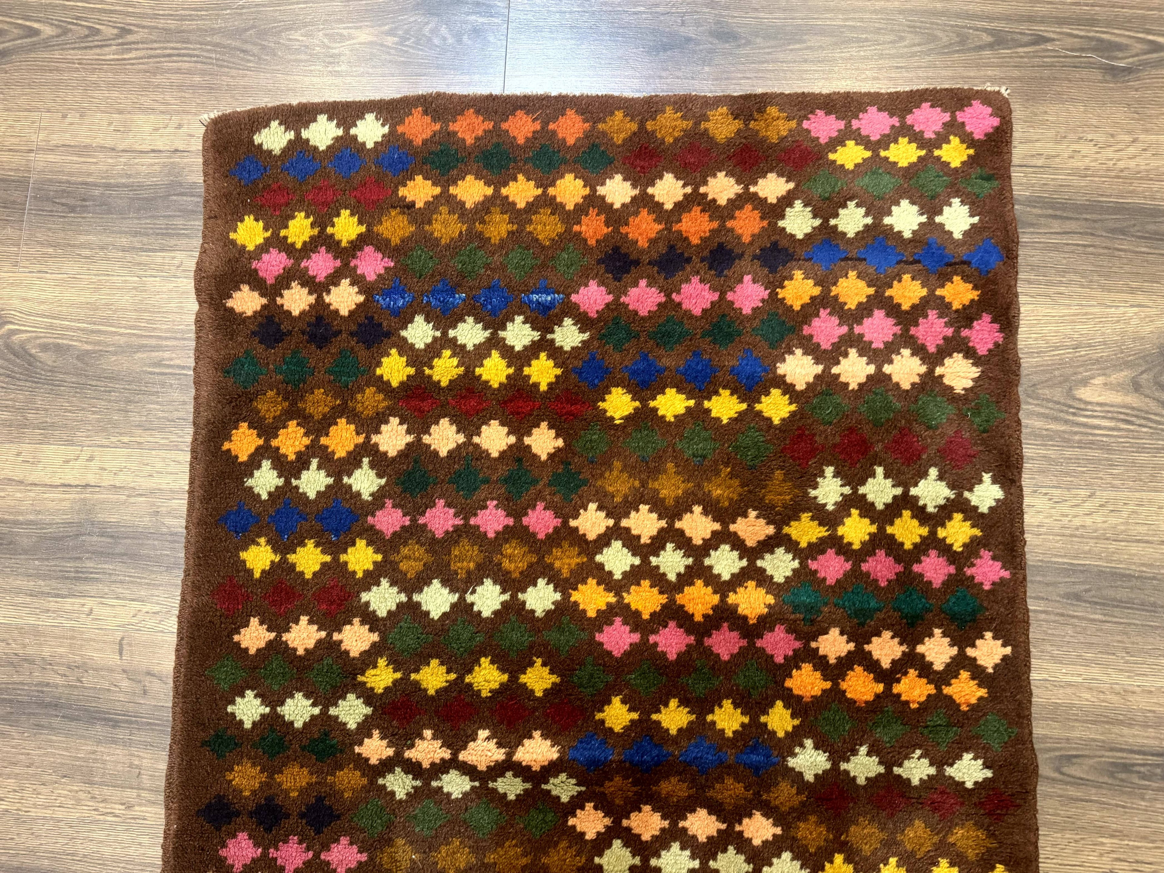 Afghan Balouch Rug 3x5 Multicolor Vintage Handmade Wool Carpet