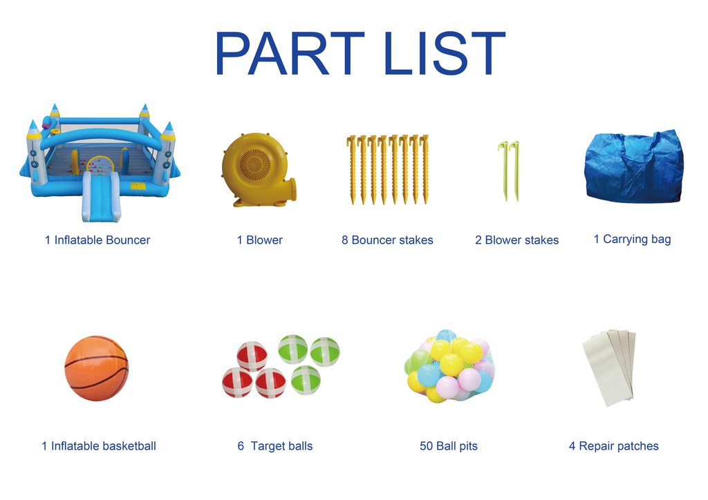 Multifunctional Jump 'n Slide Inflatable Bouncer for Kids Complete Setup with Blower - 198' x 180' Play Area - 96' Tall