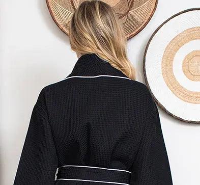 Women’s Waffle Piping Bathrobe – Lightweight Spa-Style Comfort
