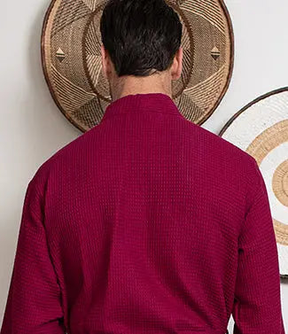 Waffle Spa Bathrobe for Men -  Absorbent, Lightweight