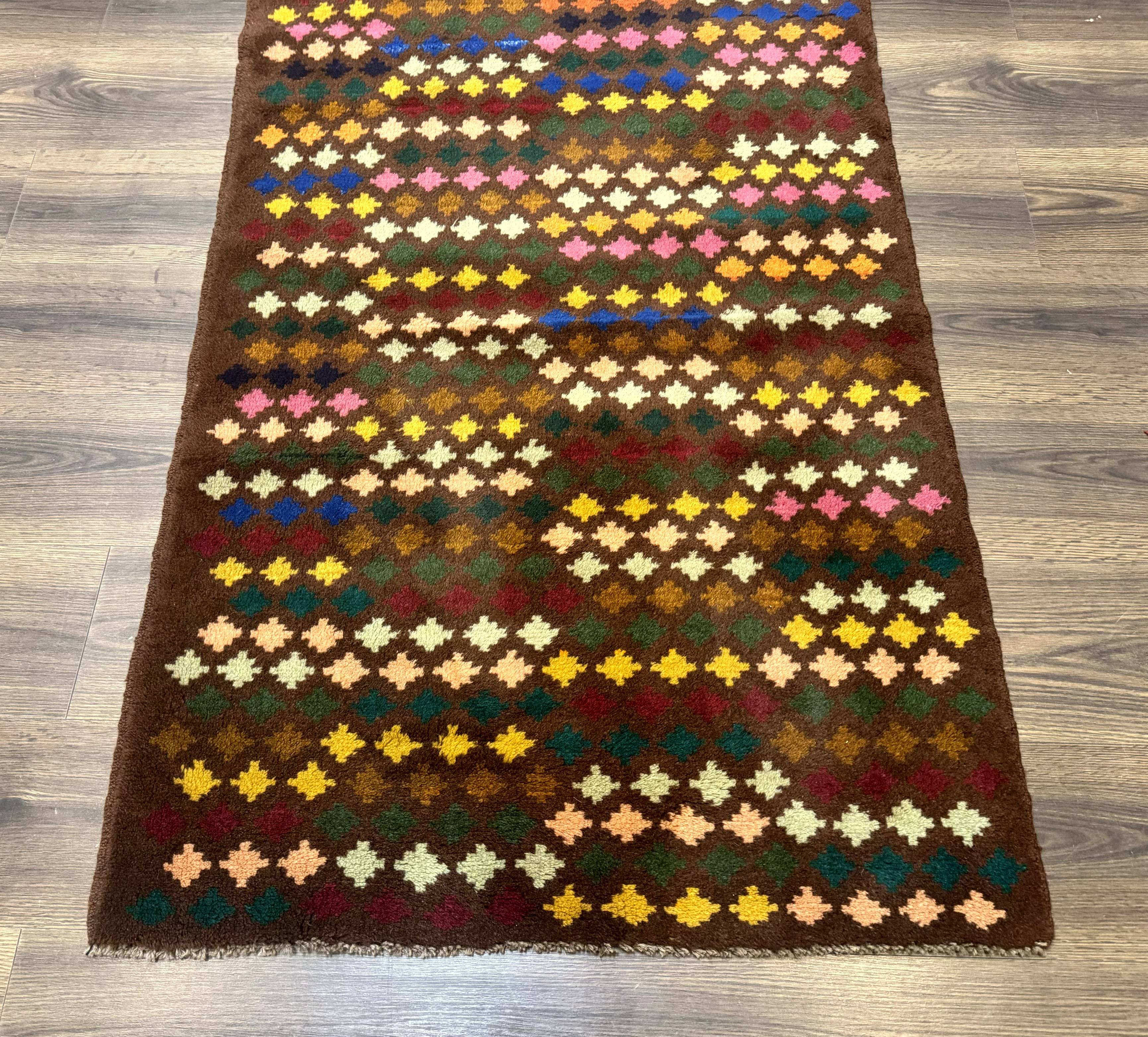 Afghan Balouch Rug 3x5 Multicolor Vintage Handmade Wool Carpet
