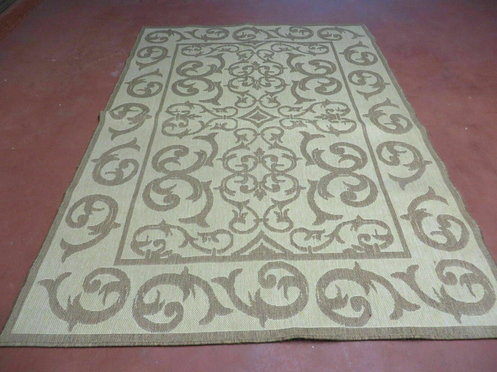 5' X 7' Machine Made Natural Fiber Jute Kilim Two Sided Rug Carpet Flat Weave Contemporary Design