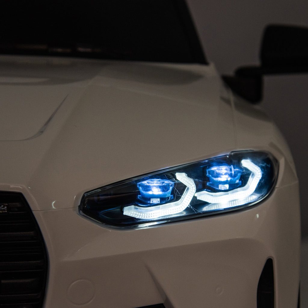 BMW M4 12v Kids ride on toy car 2.4G W/Parents Remote Control,Three speed adjustable,Power display, USB,MP3 ,Bluetooth,LED light,story,A handle with wheels and a pull, easy to carry