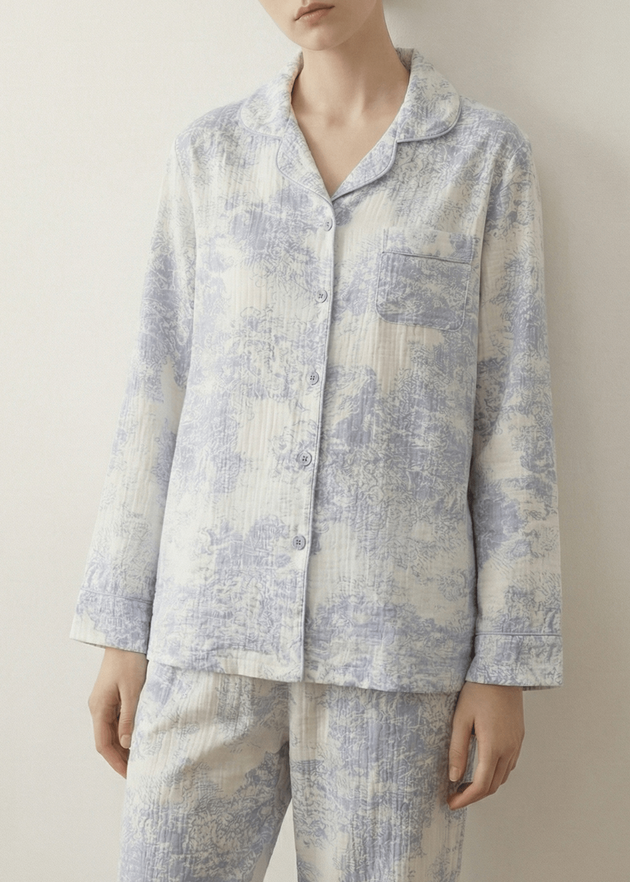 Blush Mist Cotton Pajama Set / Blue