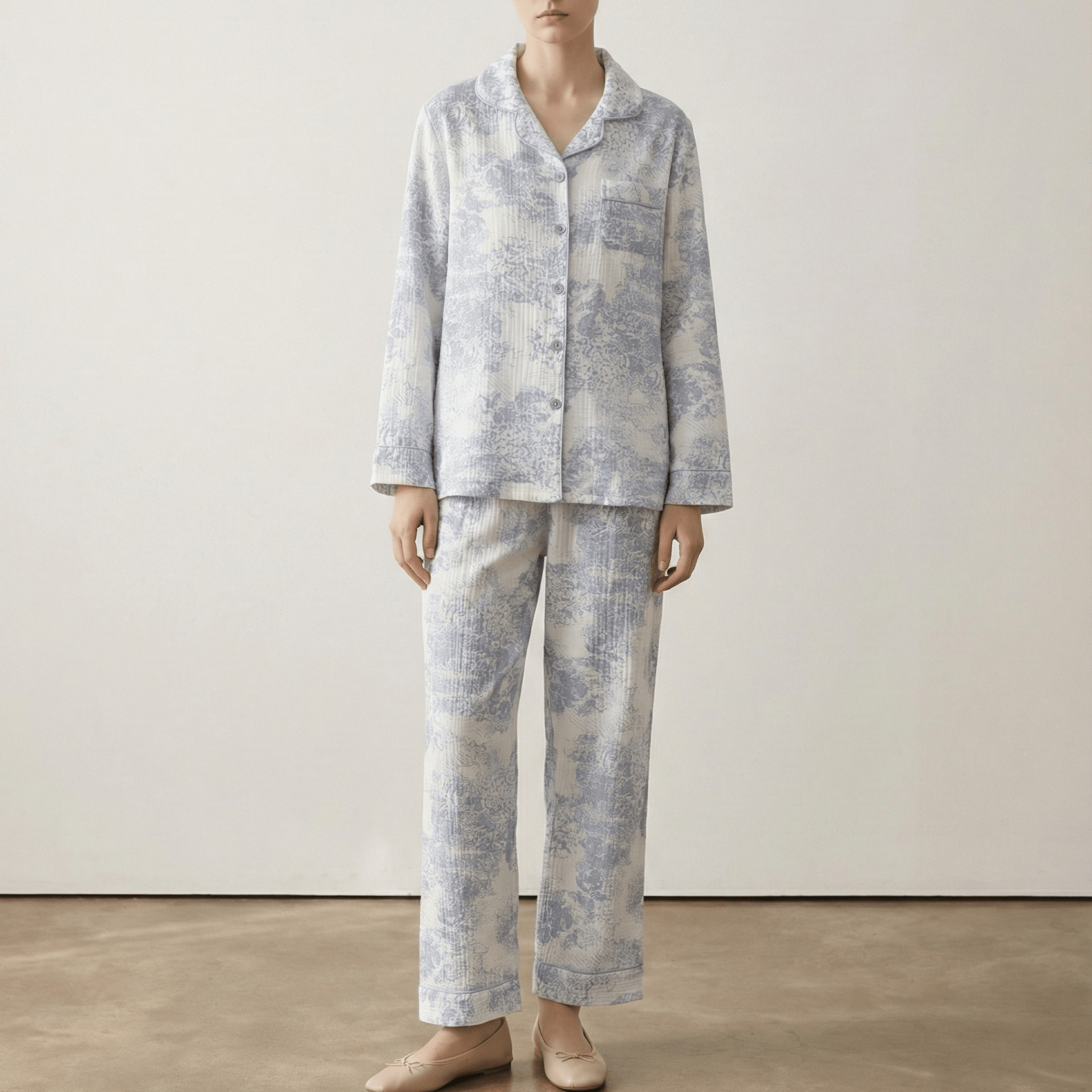 Blush Mist Cotton Pajama Set / Blue