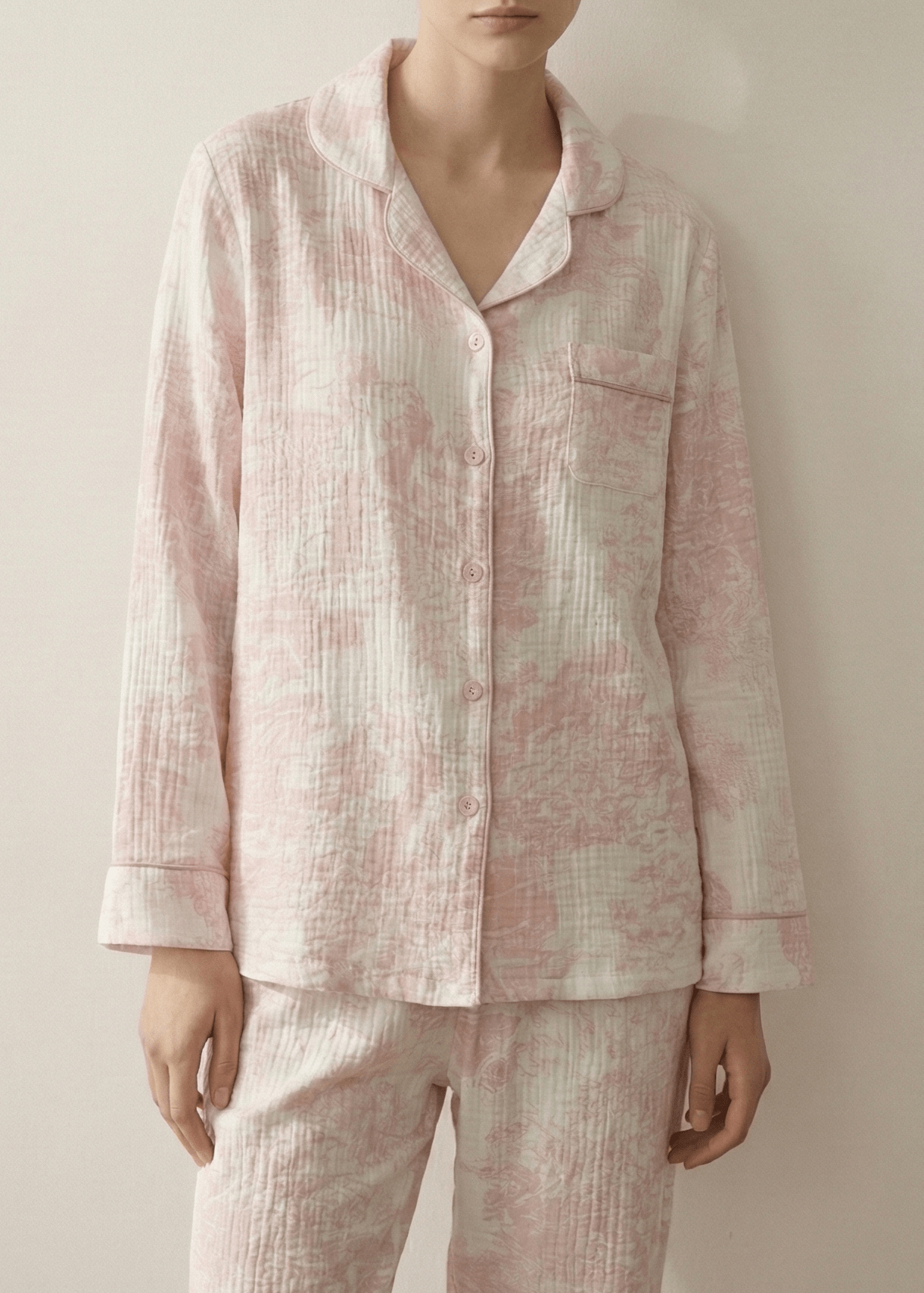 Blush Mist Cotton Pajama Set / Pink