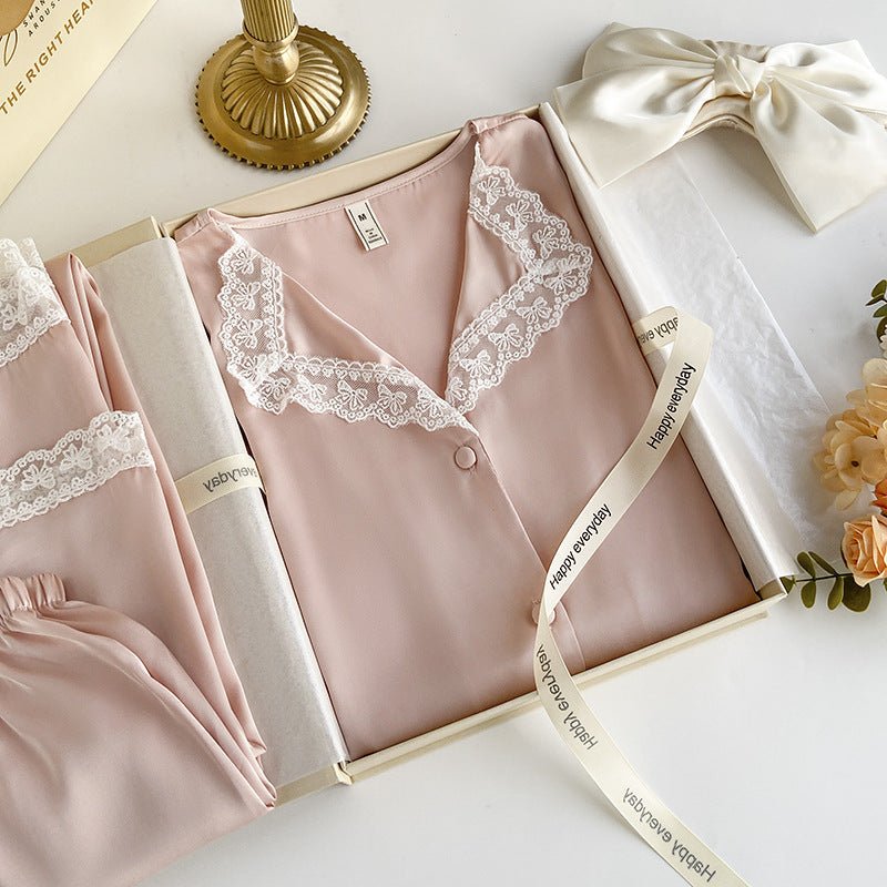 Blush Pink Silky Lace Pajama Set
