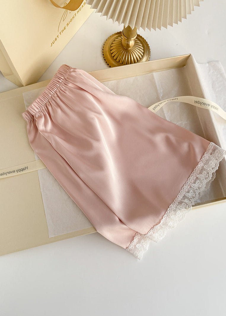 Blush Pink Silky Lace Pajama Set