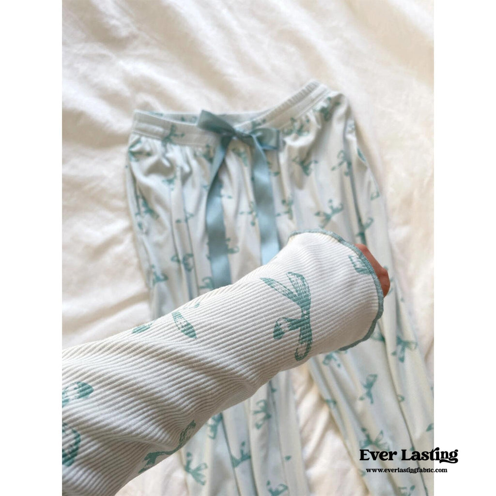 Bow V Neck Modal Pajama Set / Black