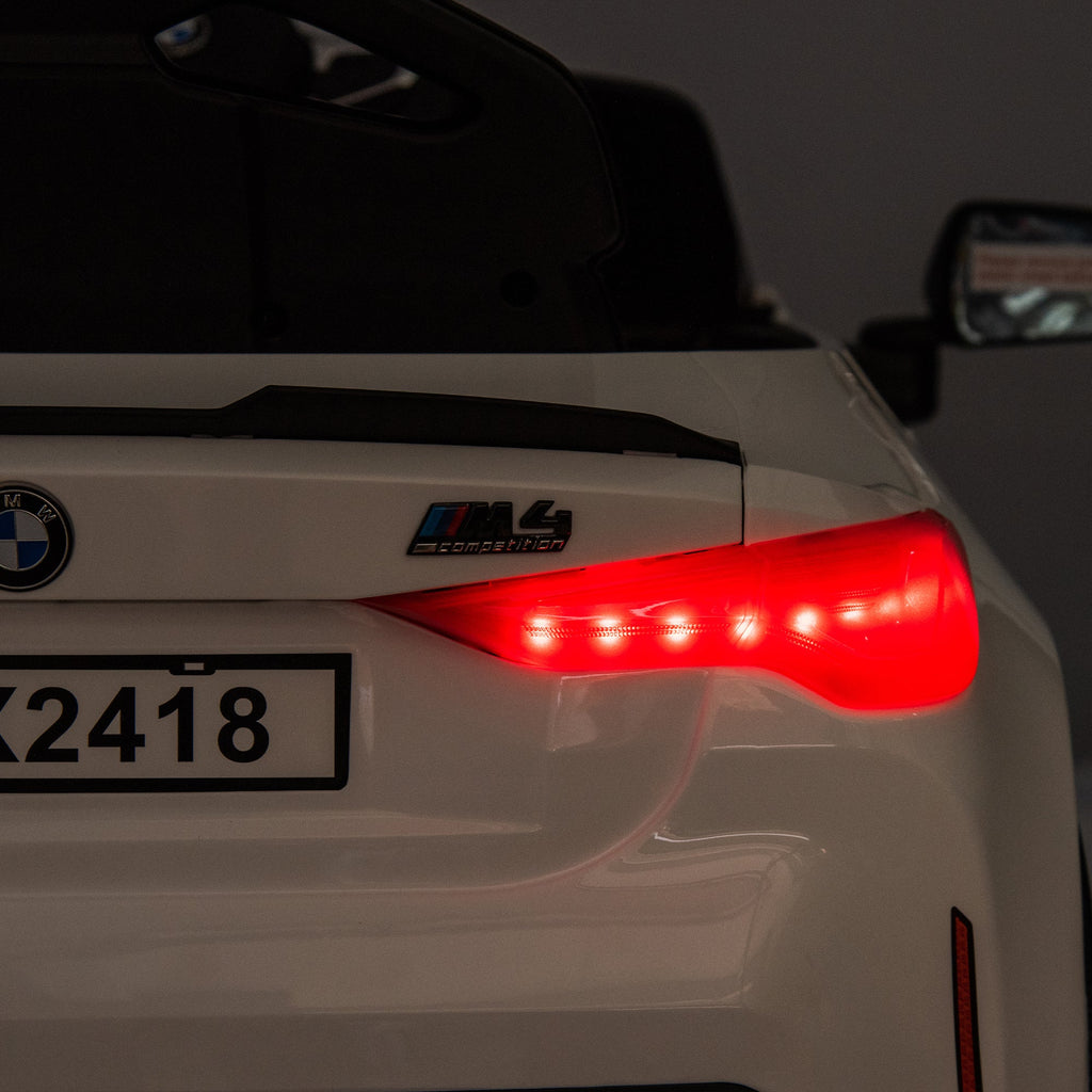 BMW M4 12v Kids ride on toy car 2.4G W/Parents Remote Control,Three speed adjustable,Power display, USB,MP3 ,Bluetooth,LED light,story,A handle with wheels and a pull, easy to carry