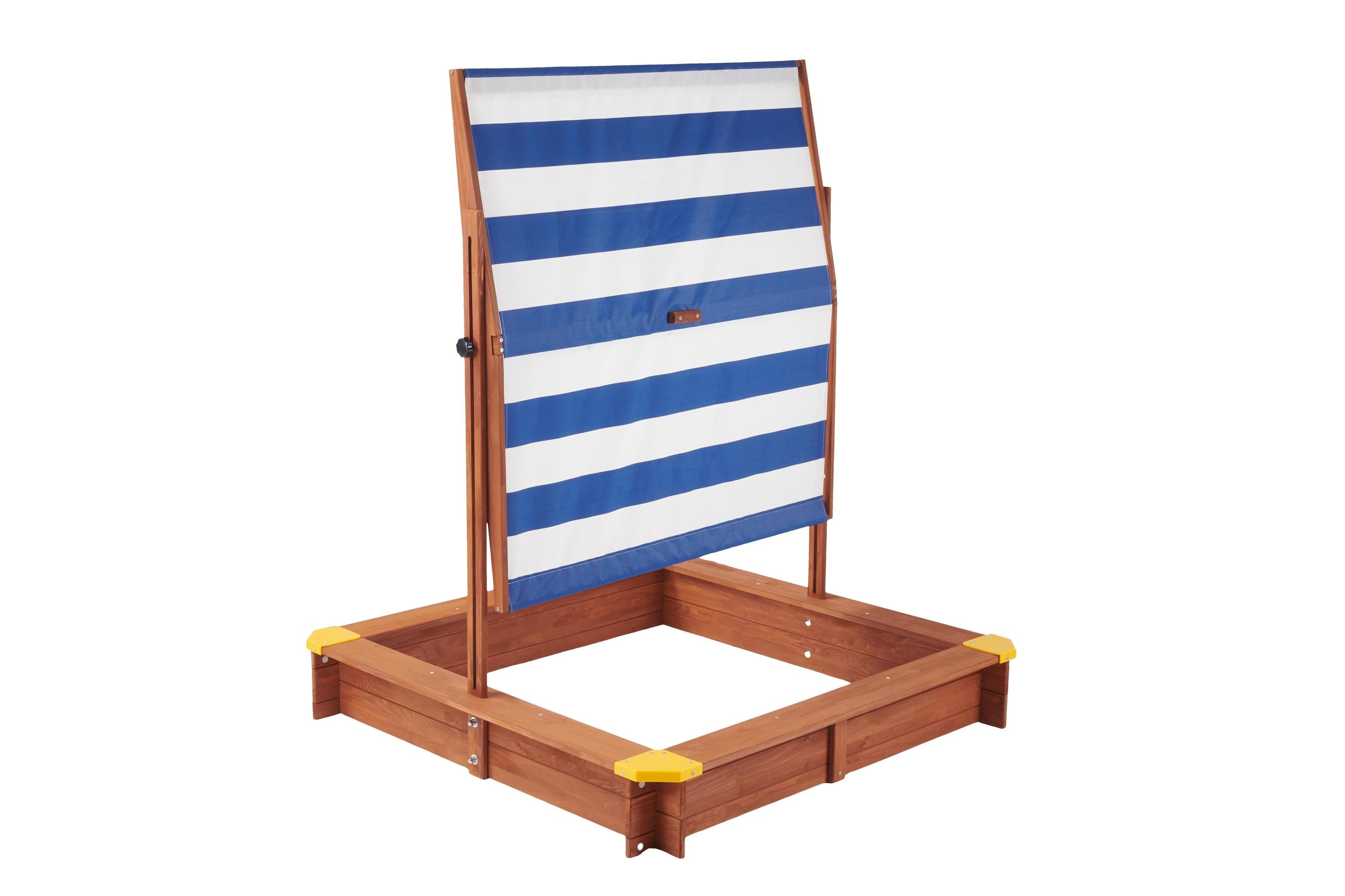 Kids Sandbox with Cover, 46' Wooden Sand Box w/Adjustable Canopy, Large Outdoor Cedar Sandpit for Backyard Play