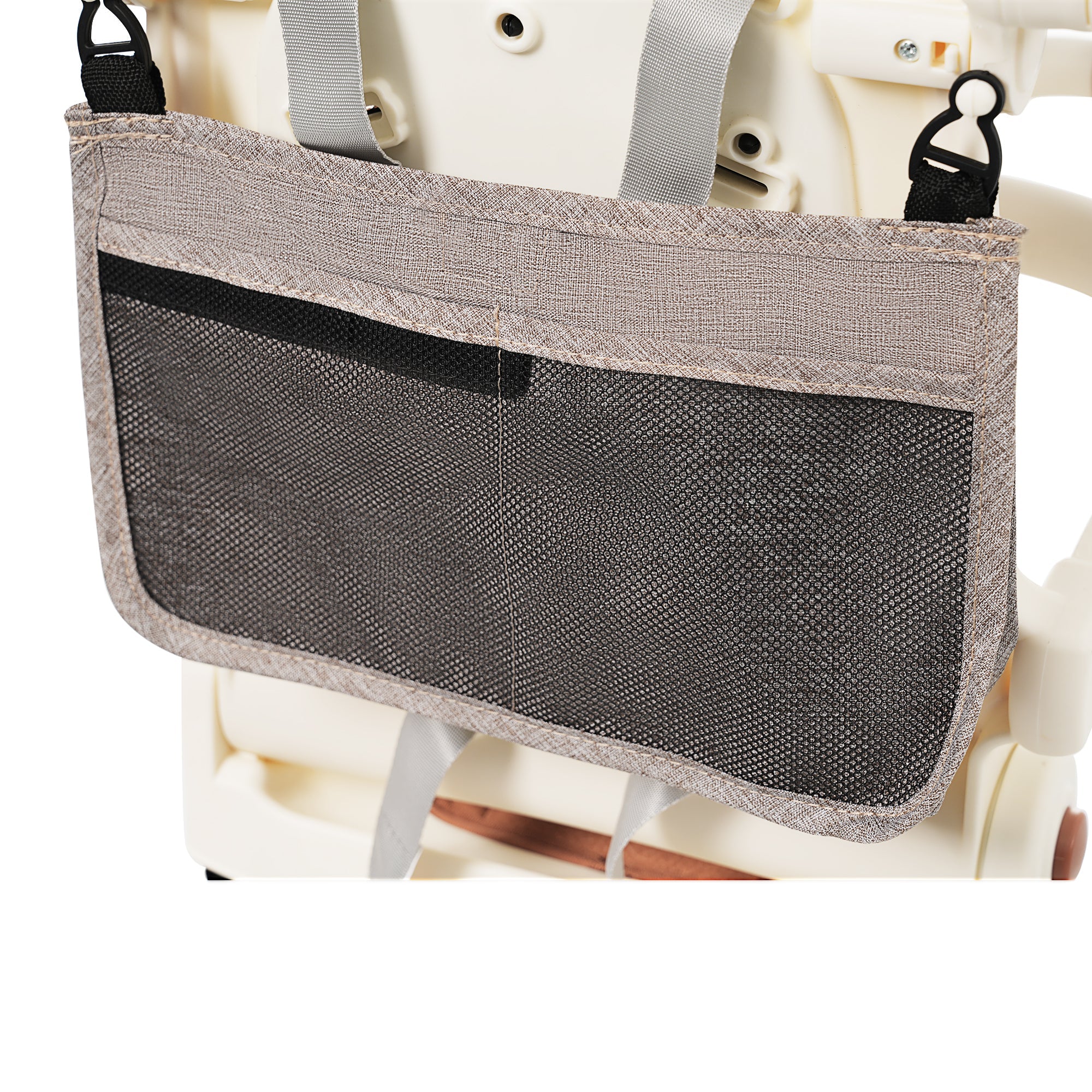 7 in 1 Baby Tricycle, Foldable Toddler Tricycle with Removable and Adjustable Parent Handle, Toddler Push Bike with Removable Pedal, Canopy, and Guardrail, Tricycle for 12-72 Months, ivory and brown