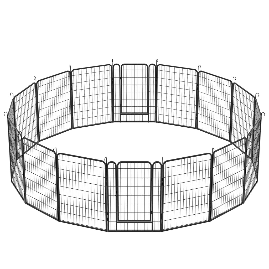 16 Panels Heavy-Duty Metal Playpen with Door, 39.37' H Dog Fence Pet Exercise Pen for Outdoor, Indoor