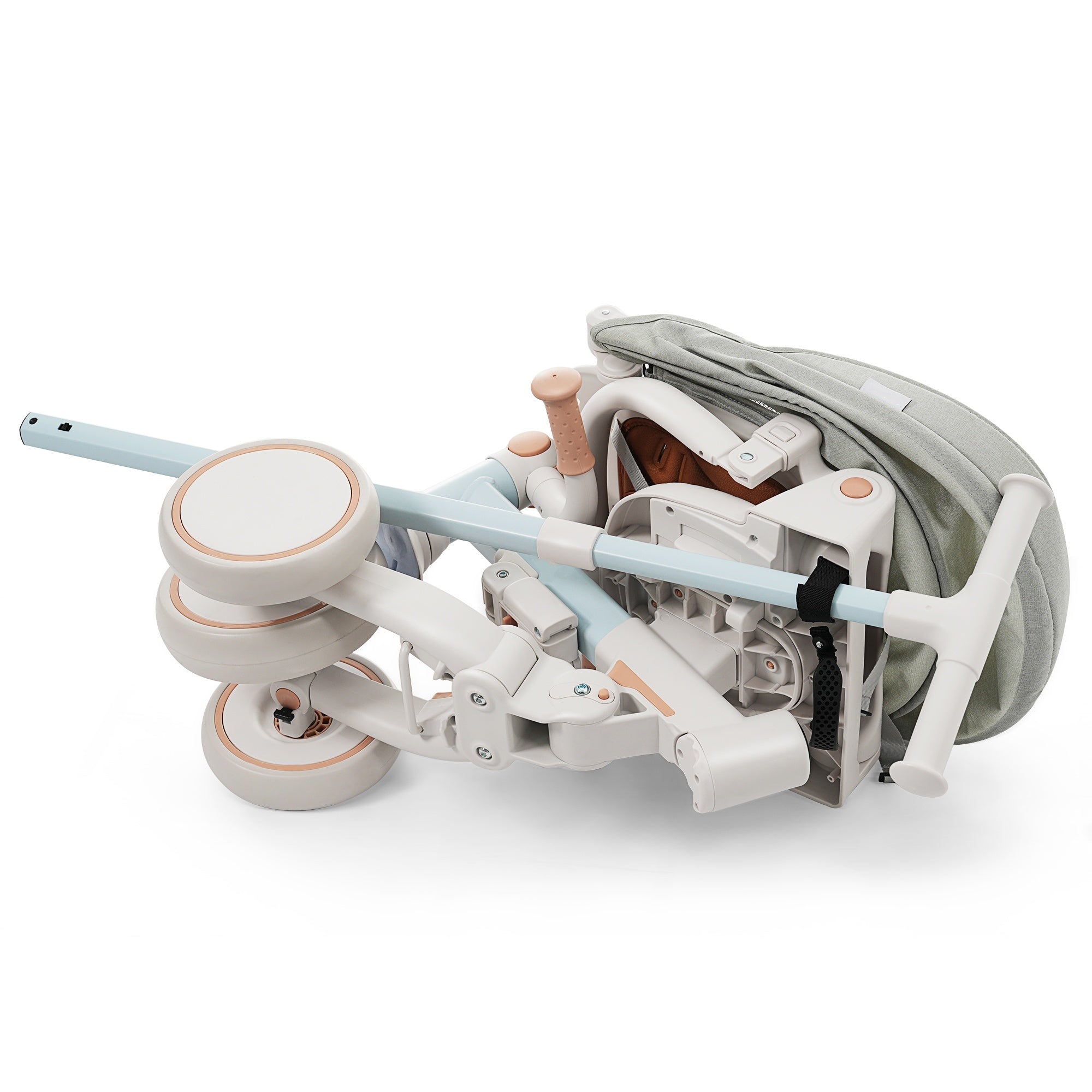 7 in 1 Baby Tricycle, Foldable Toddler Tricycle with Removable and Adjustable Parent Handle, Toddler Push Bike with Removable Pedal, Canopy, and Guardrail, Tricycle for 12-72 Months, blue