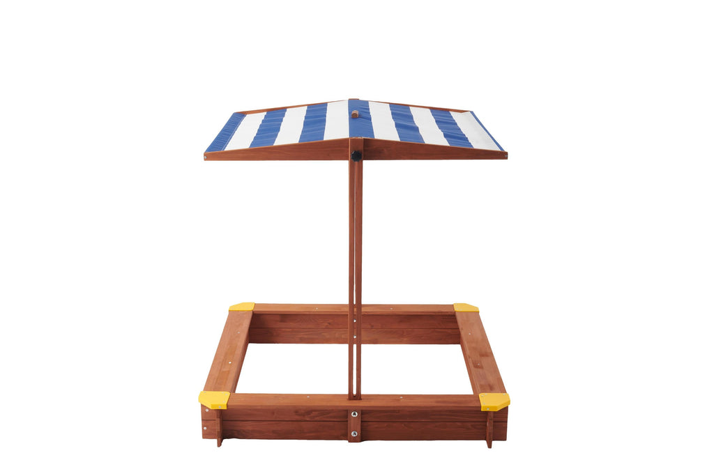 Kids Sandbox with Cover, 46' Wooden Sand Box w/Adjustable Canopy, Large Outdoor Cedar Sandpit for Backyard Play