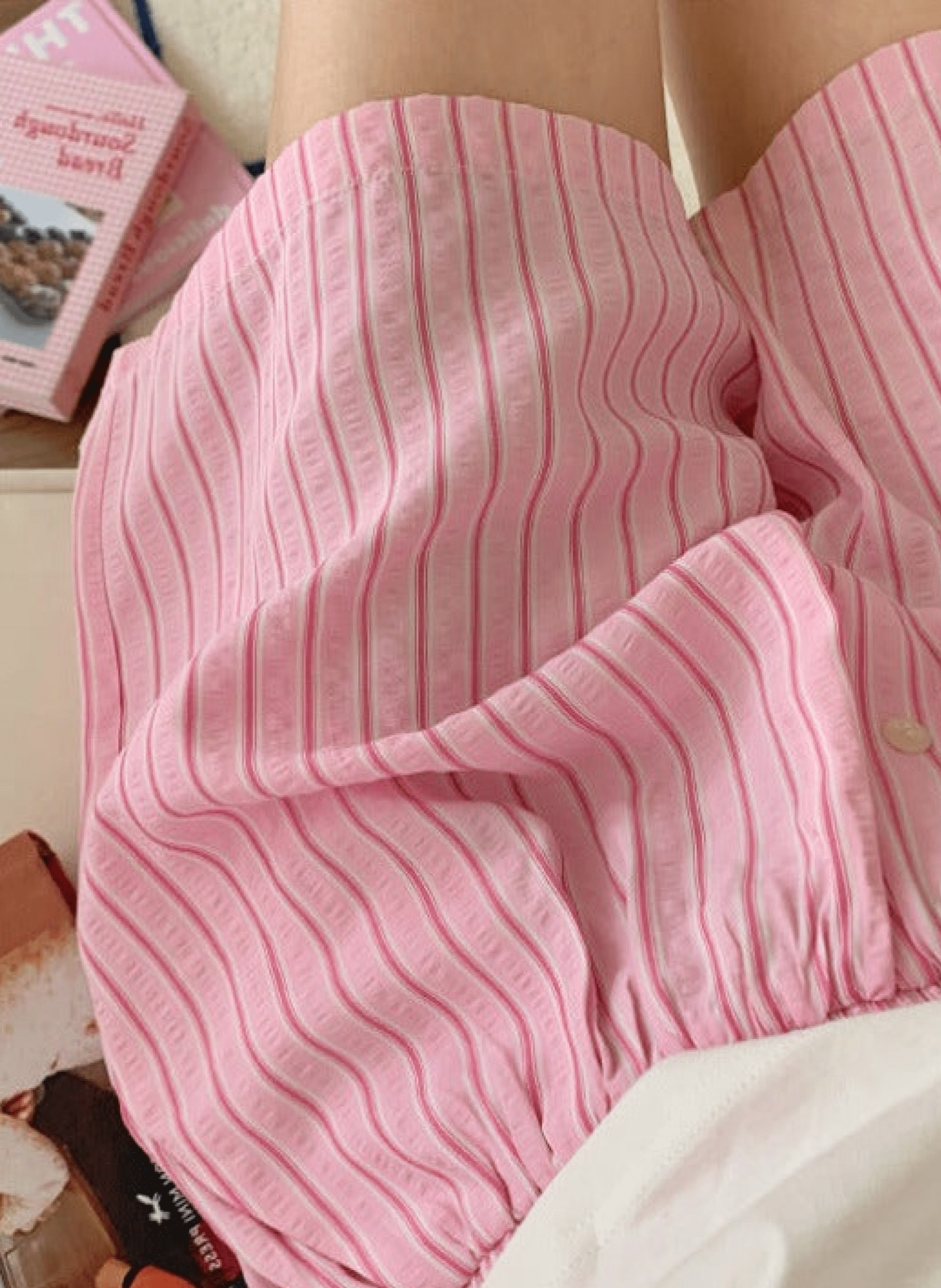 Candy Stripe Shorts Lounge Bottoms / Green