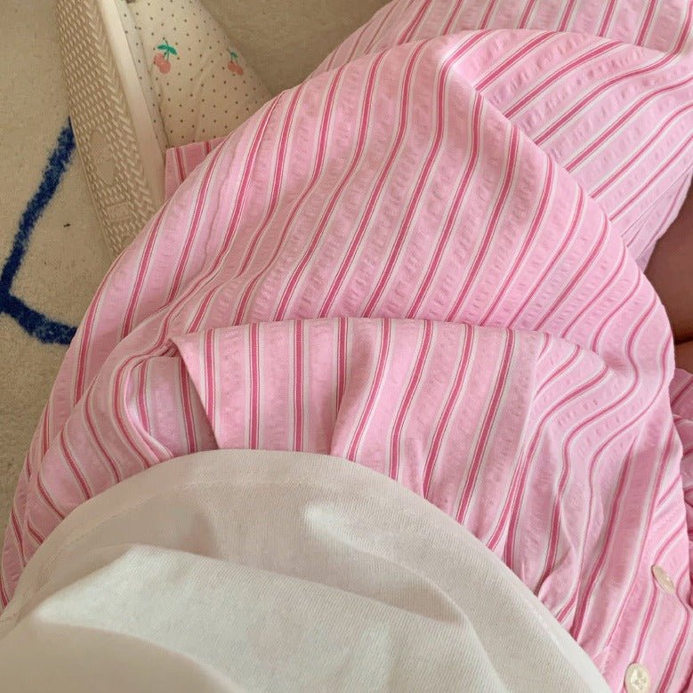 Candy Stripe Shorts Lounge Bottoms / Green