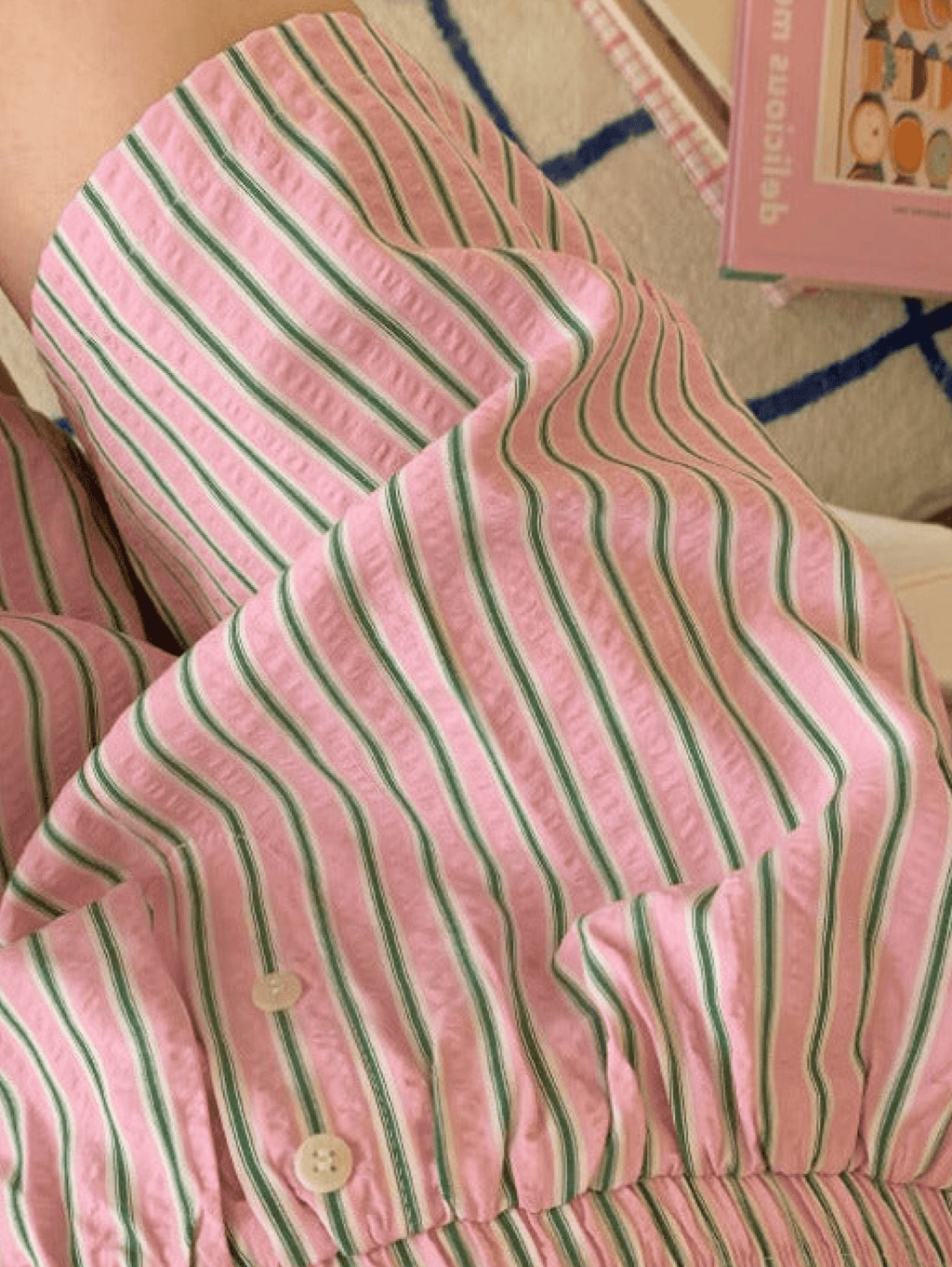 Candy Stripe Shorts Lounge Bottoms / Green