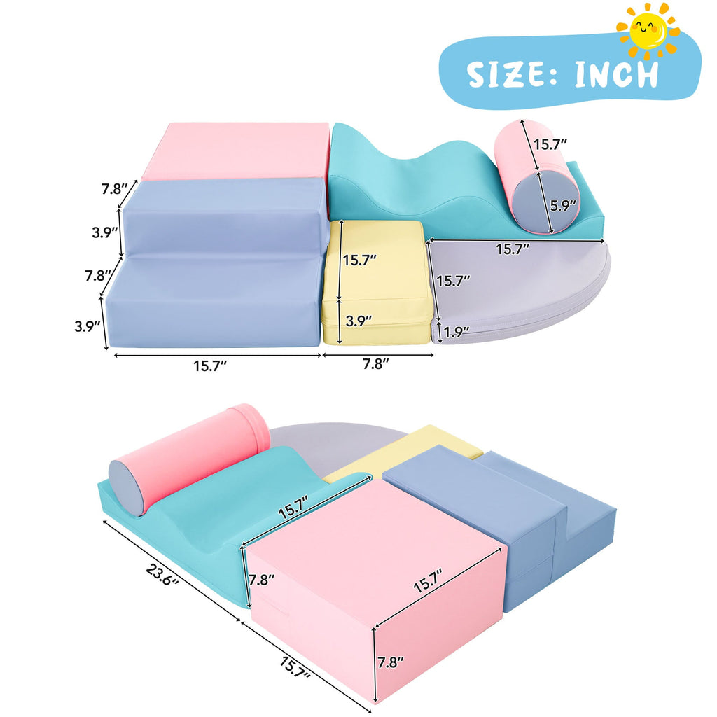 Soft Climb and Crawl Foam Playset 6 in 1, Soft Play Equipment Climb and Crawl Playground for Kids,Kids Crawling and Climbing Indoor Active Play Structure