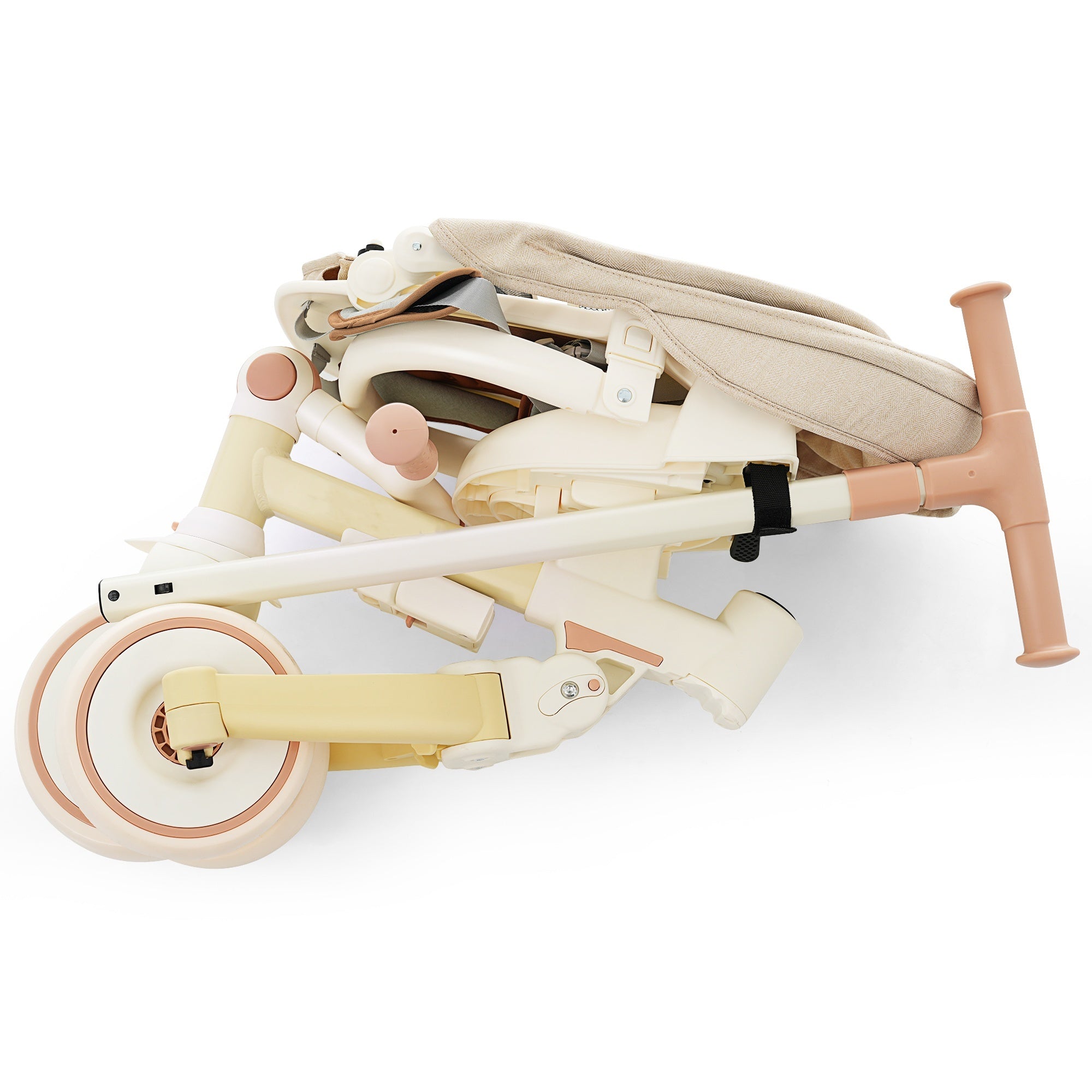 7 in 1 Baby Tricycle, Foldable Toddler Tricycle with Removable and Adjustable Parent Handle, Toddler Push Bike with Removable Pedal, Canopy, and Guardrail, Tricycle for 12-72 Months, yellow