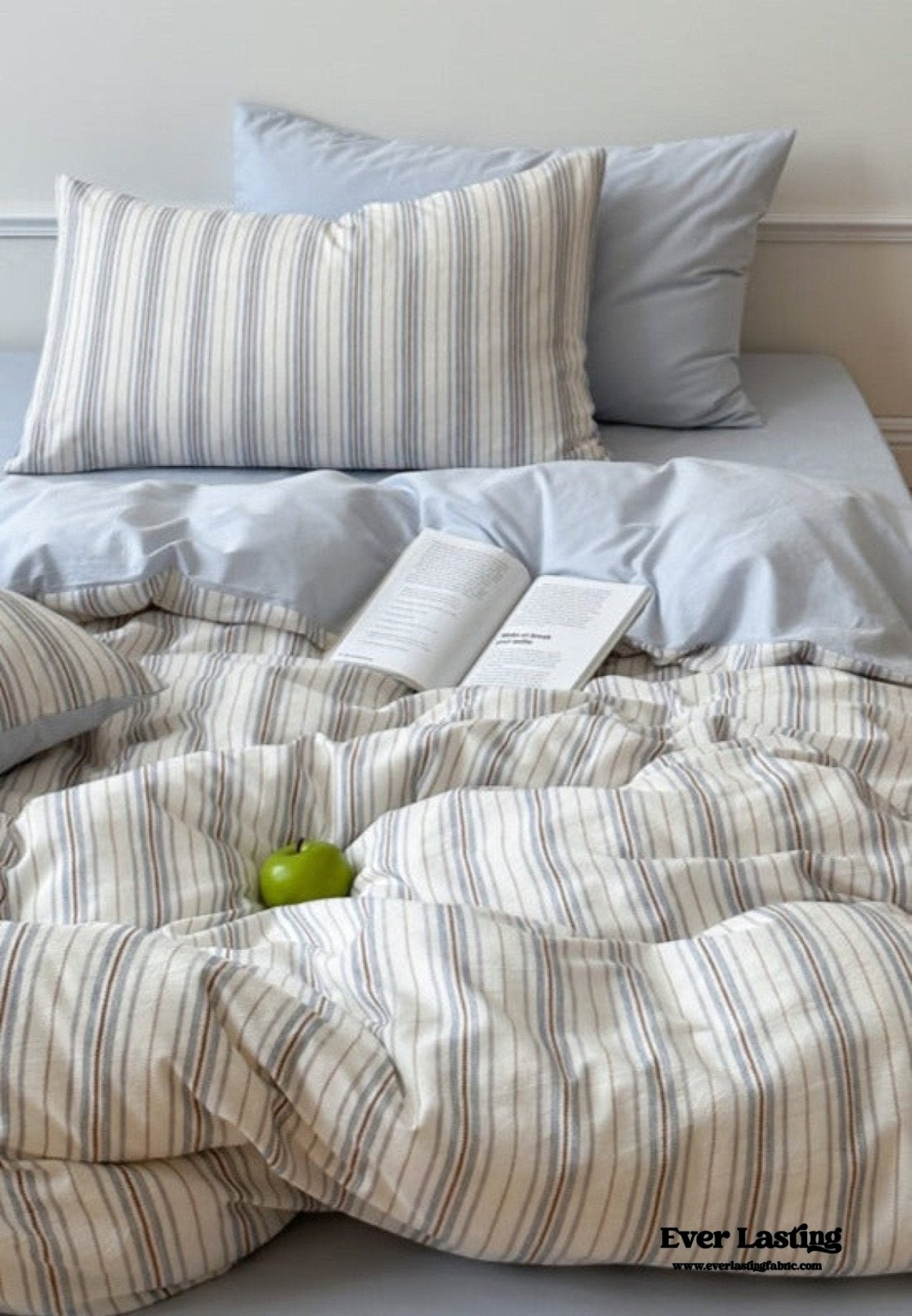 Cozy Pastel Striped Washed Cotton Bedding Set