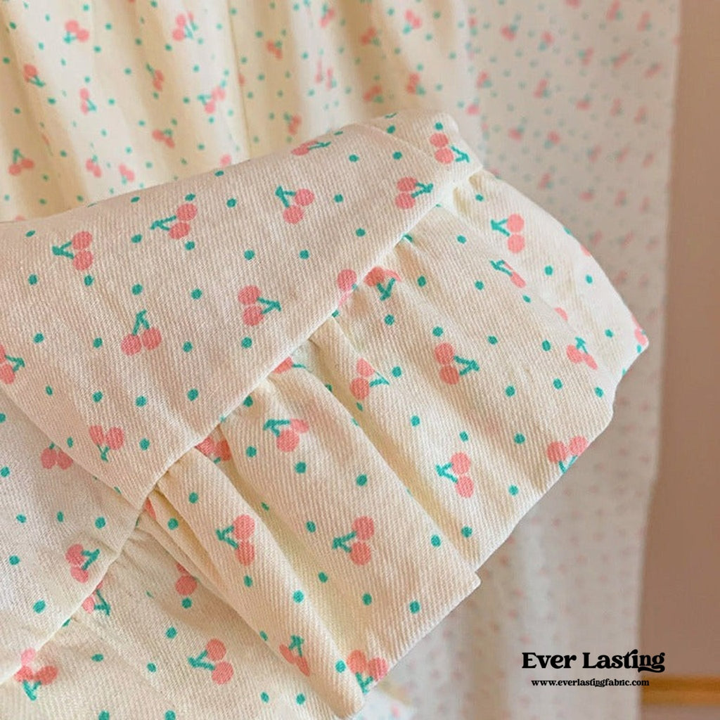 Cream Floral Quarter Sleeves & Long Pants Pajama Set