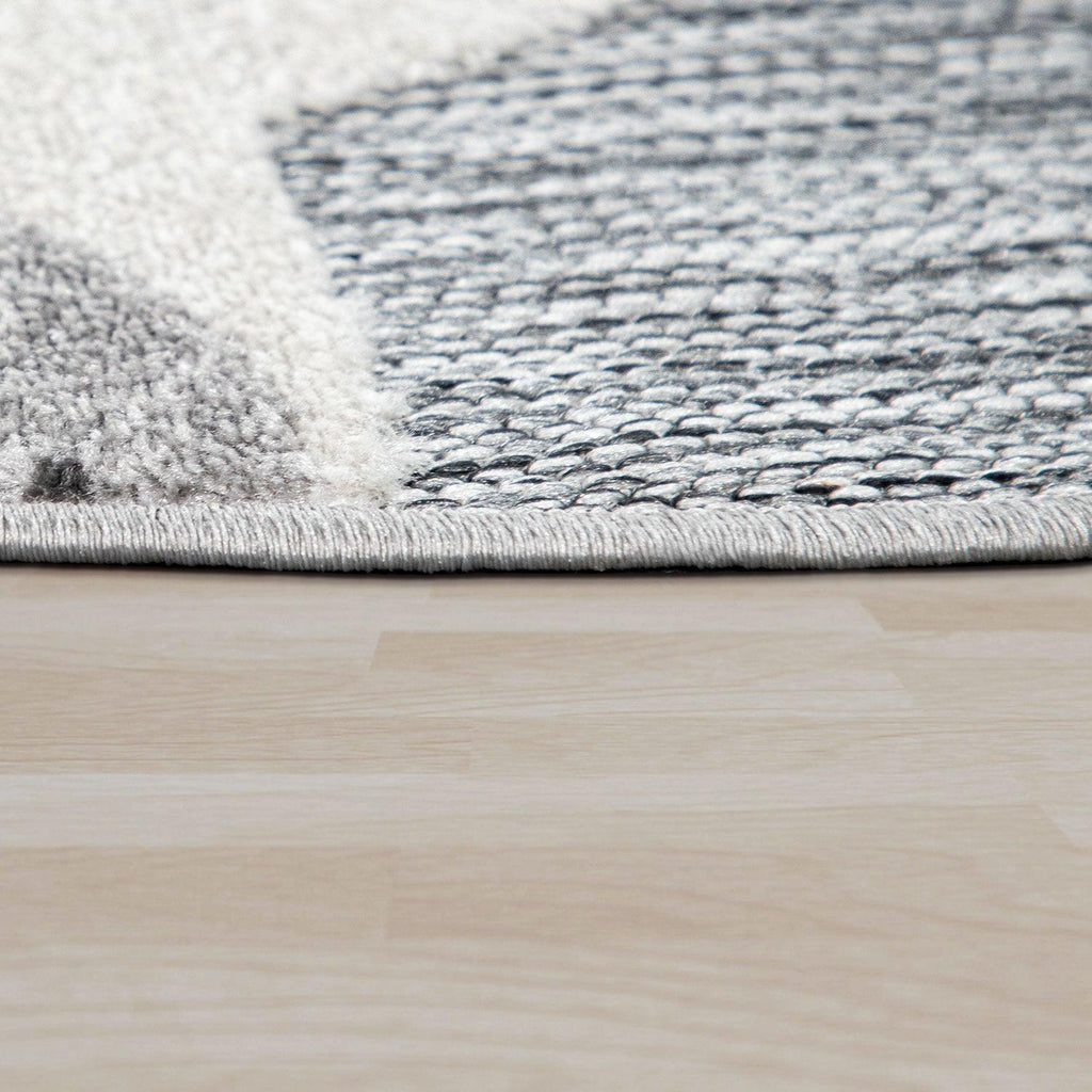 Round Kids Rug Lilo Cute Zoo Animals - Grey