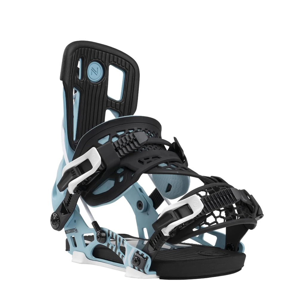 Nidecker Flow NX2 Hybrid Unisex Rear Entry Snowboard Bindings Cyan Medium