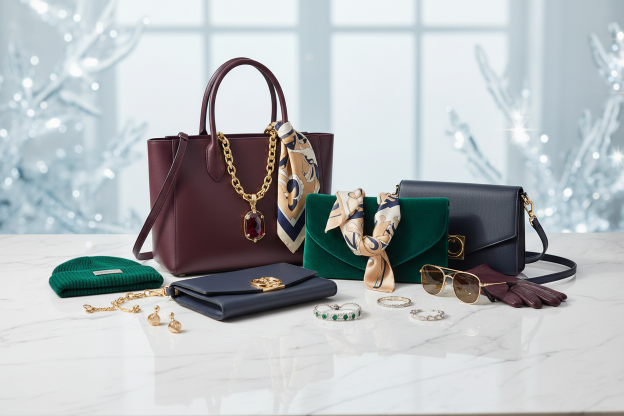 design a High-converting landscape hero graphic for designer outlet shoppers: high-end bestsellers collection for the previous and current winter sale. Keep it Seductive, refined, understated elegance, simple, bright. No people, no text.