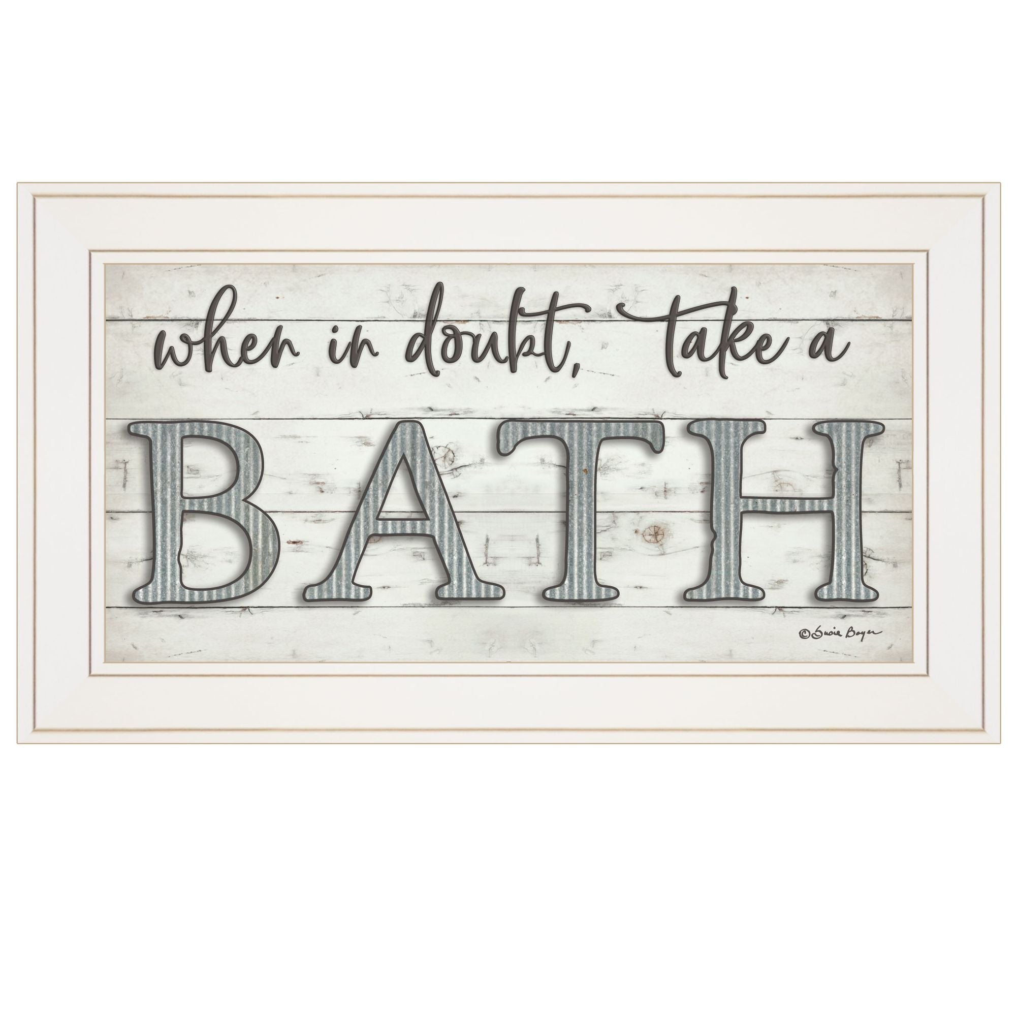 "When in Doubt Take a Bath" Ready to Hang Framed Print, White Frame