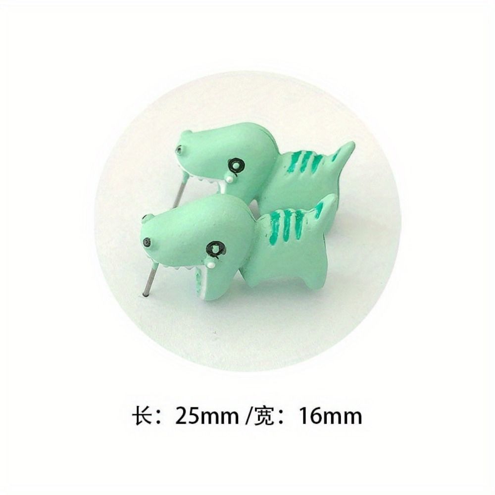 "Charming" 14-Piece Cute Animal Earrings Set - Dinosaur, Puppy & Whale Designs - Fun Clay Bite Jewelry Gift Piece Funny Gifts and Accessories
