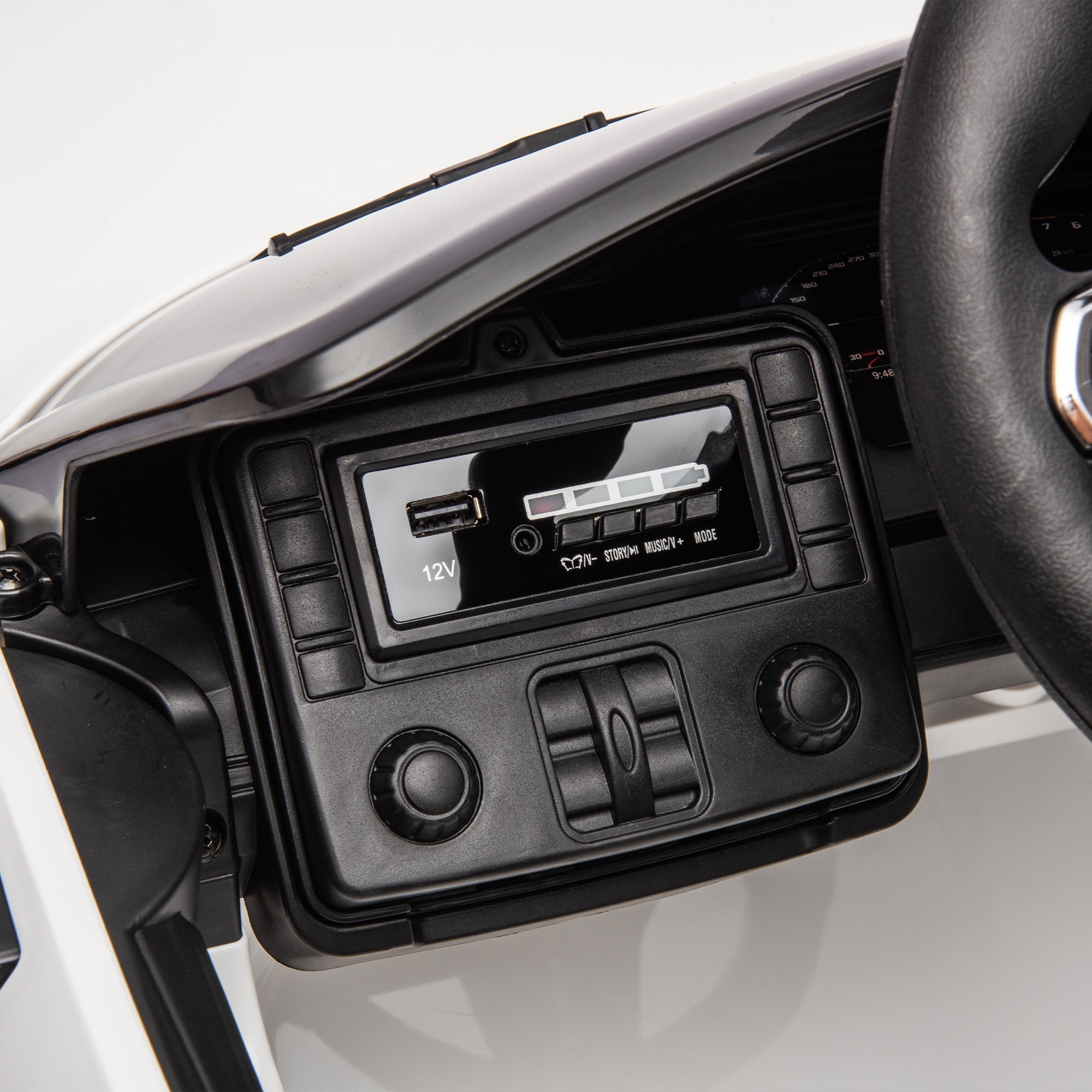 BMW M4 12v Kids ride on toy car 2.4G W/Parents Remote Control,Three speed adjustable,Power display, USB,MP3 ,Bluetooth,LED light,story,A handle with wheels and a pull, easy to carry