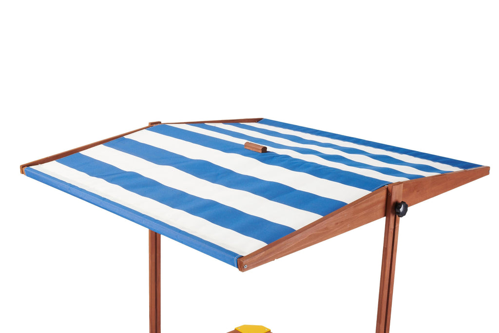 Kids Sandbox with Cover, 46' Wooden Sand Box w/Adjustable Canopy, Large Outdoor Cedar Sandpit for Backyard Play