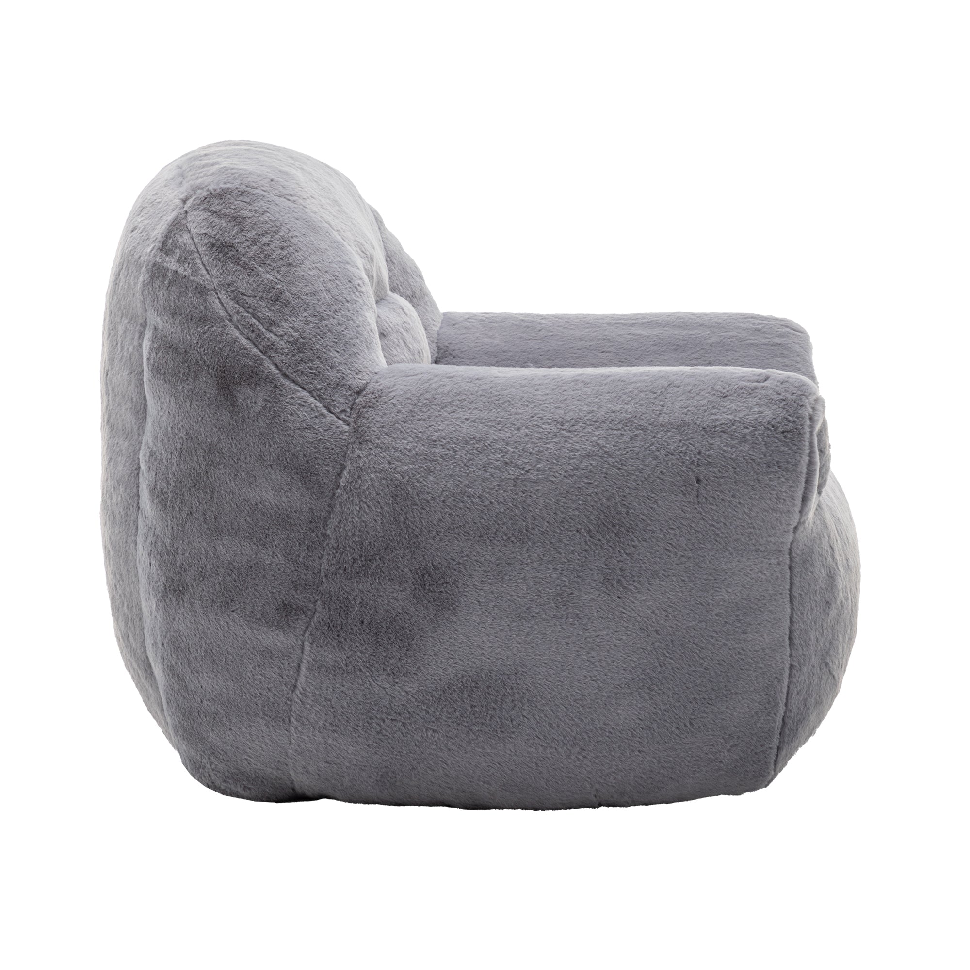 Bean Bag Chair, Comfy Bean Bag Sofa with Back Support, Faux Fur Bean Bag Chair for Adults and Kids, Stuffed Floor Sofa for Living Room, Bedroom, Apartment, Grey