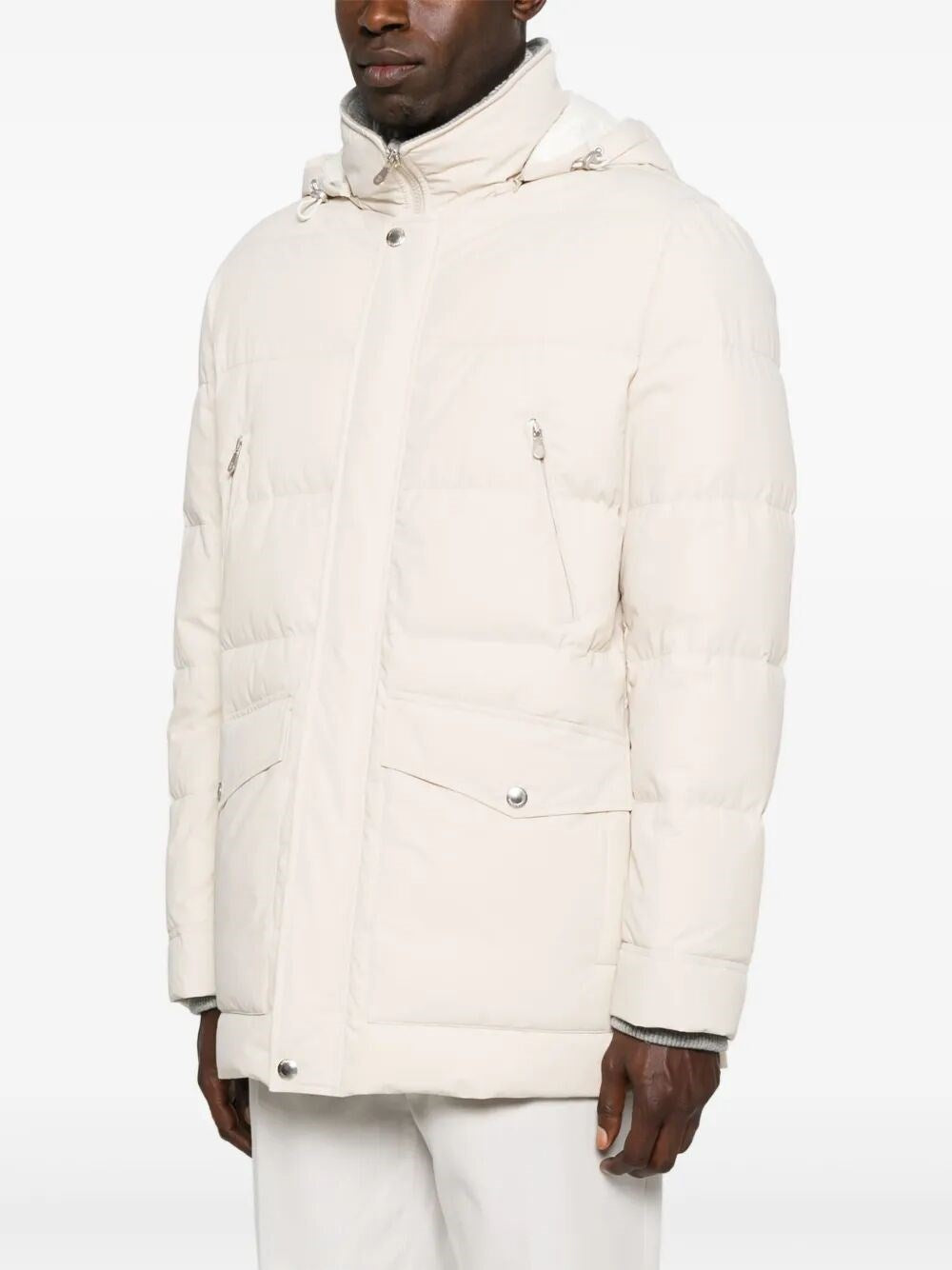 Brunello Cucinelli Men Padded Jacket With Detachable Hood